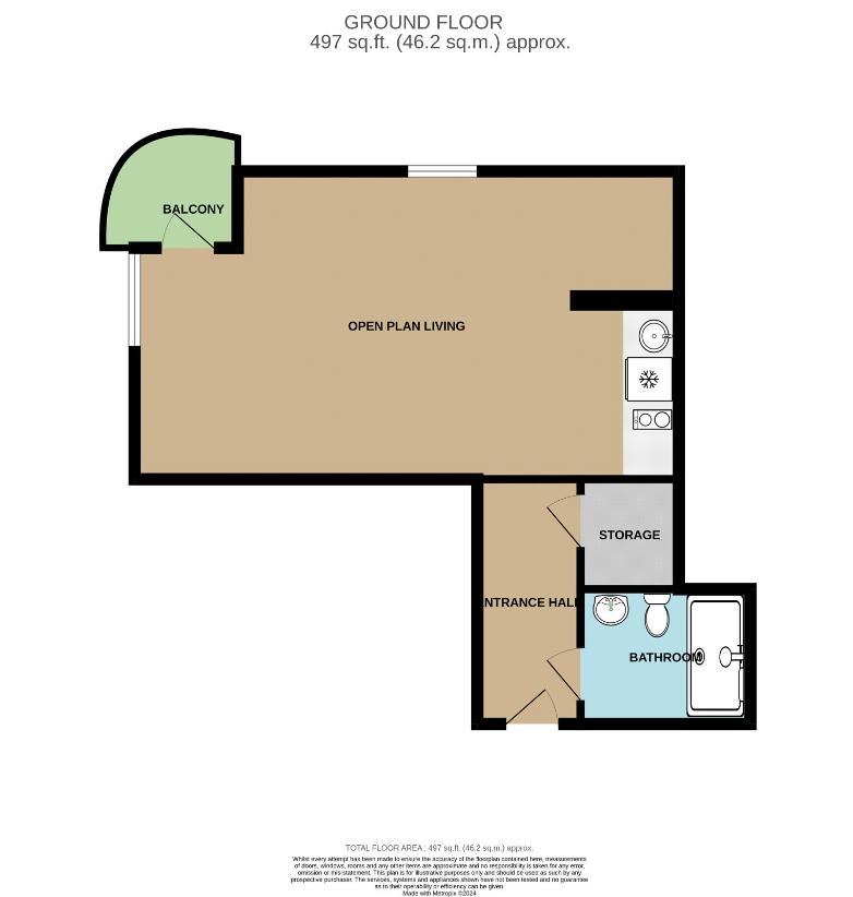 Studio flat for sale - floorplan