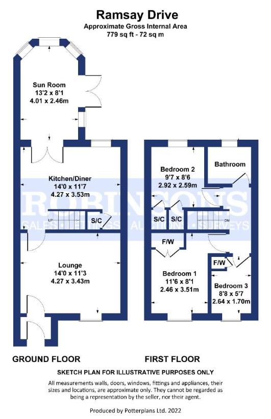 3 bedroom semi-detached house for sale - floorplan