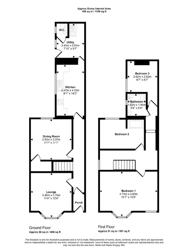 3 bedroom end of terrace house for sale - floorplan