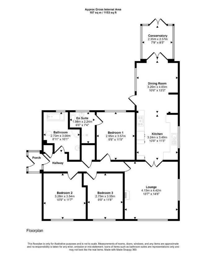 3 bedroom bungalow for sale - floorplan