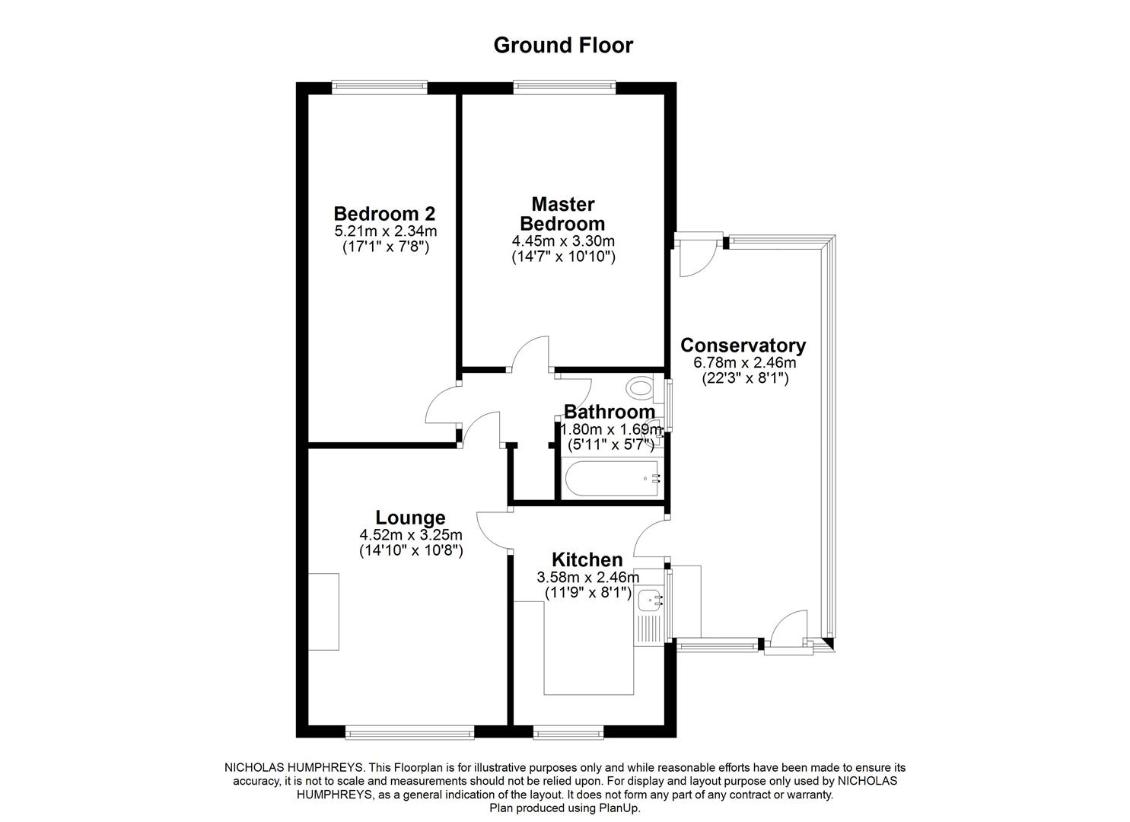 2 bedroom bungalow for sale - floorplan