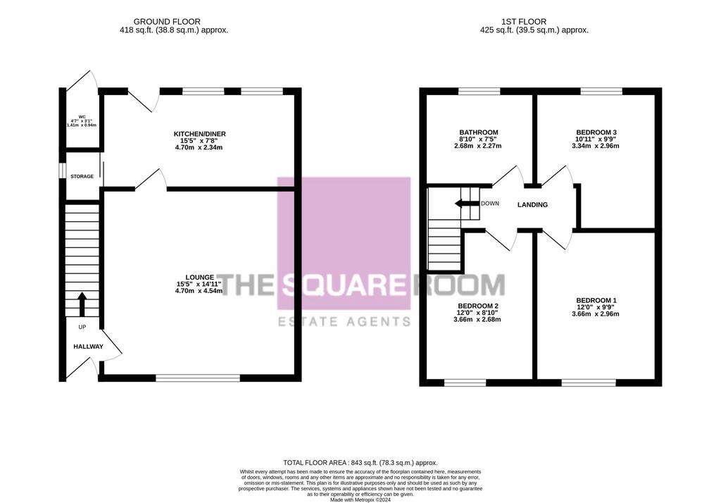 3 bedroom semi-detached house for sale - floorplan