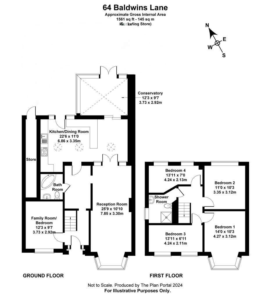 4 bedroom semi-detached house for sale - floorplan