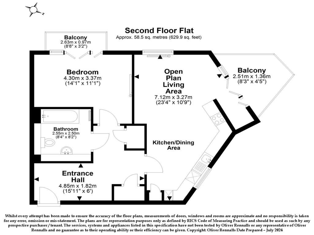 1 bedroom flat for sale - floorplan