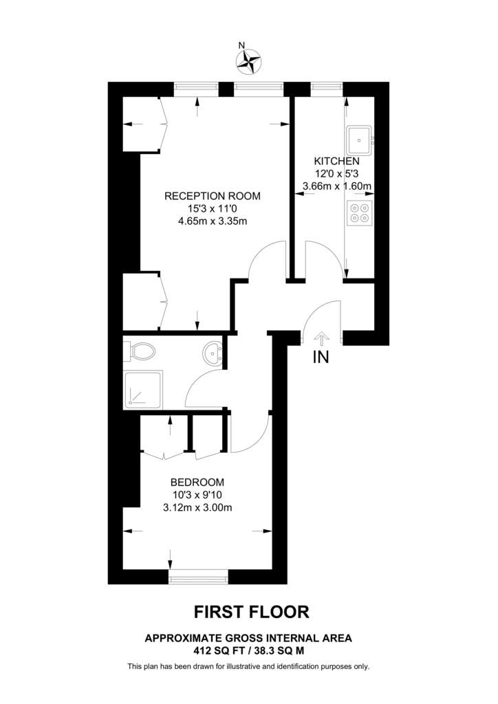 1 bedroom flat to rent - floorplan