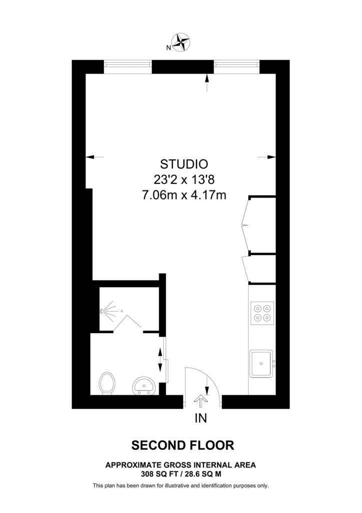 Studio flat to rent - floorplan