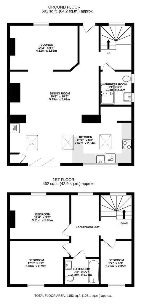 3 bedroom semi-detached house for sale - floorplan