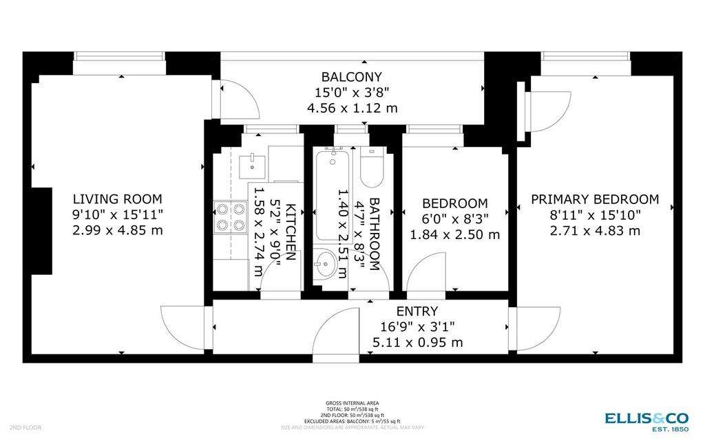 2 bedroom flat to rent - floorplan