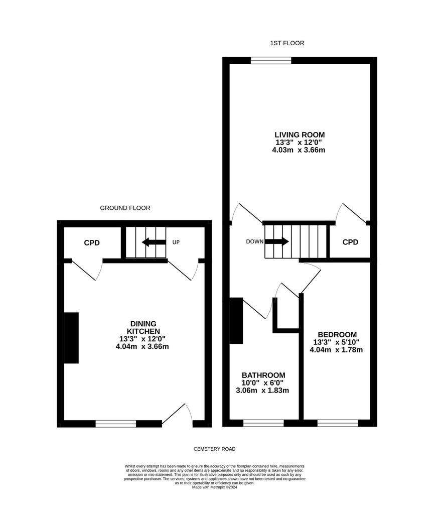 2 bedroom end of terrace house for sale - floorplan