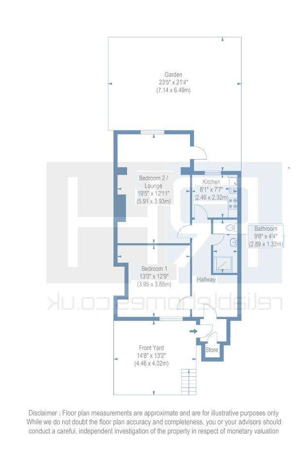 1 bedroom flat to rent - floorplan