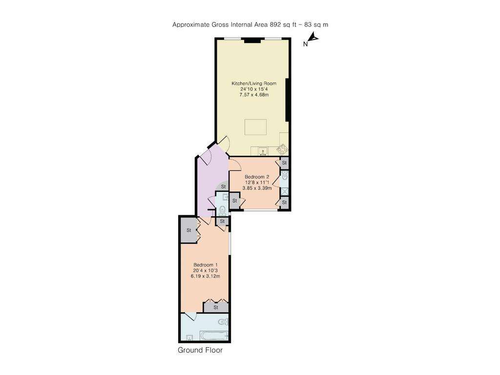 2 bedroom flat for sale - floorplan