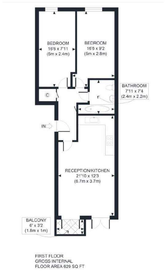 2 bedroom flat for sale - floorplan