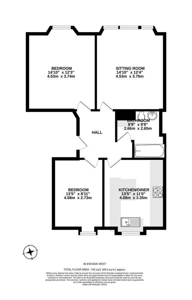 2 bedroom flat for sale - floorplan