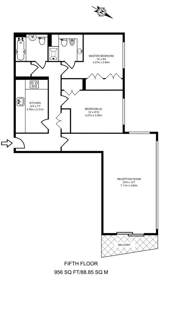 2 bedroom flat to rent - floorplan