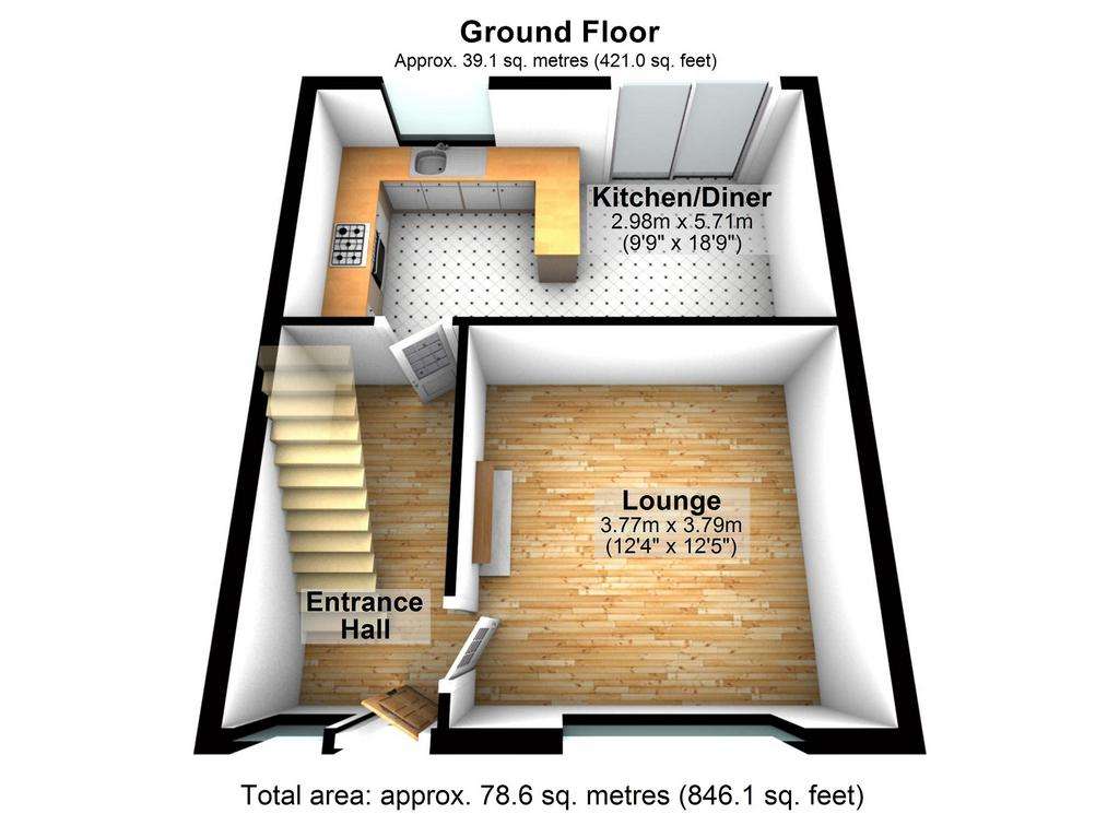 3 bedroom terraced house for sale - floorplan