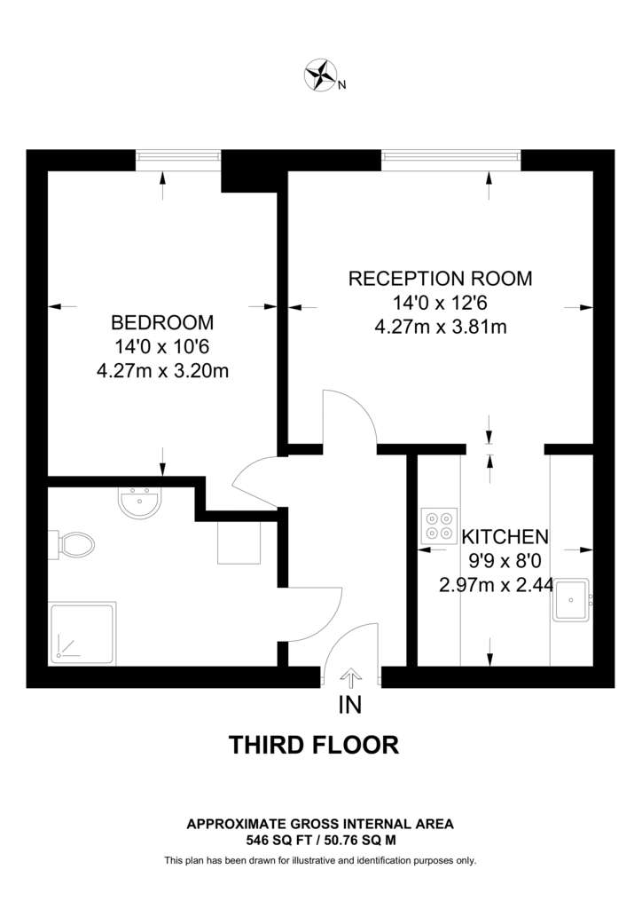 1 bedroom flat to rent - floorplan