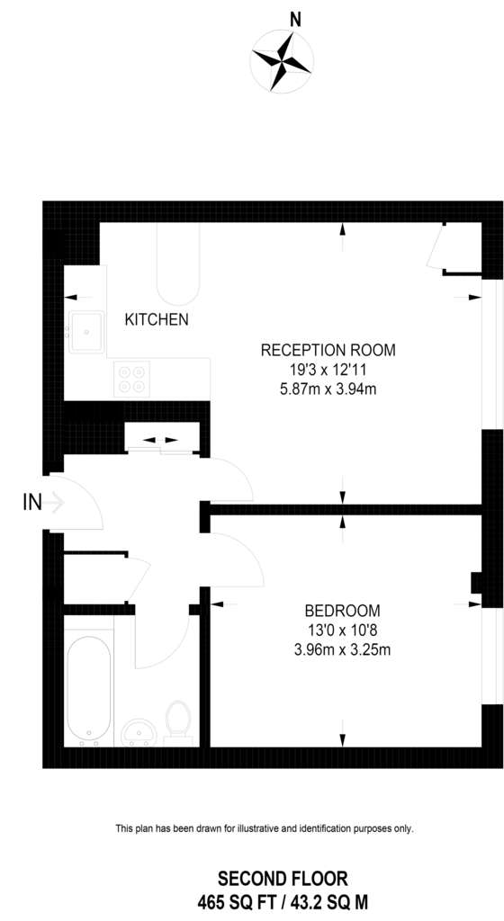 1 bedroom flat to rent - floorplan