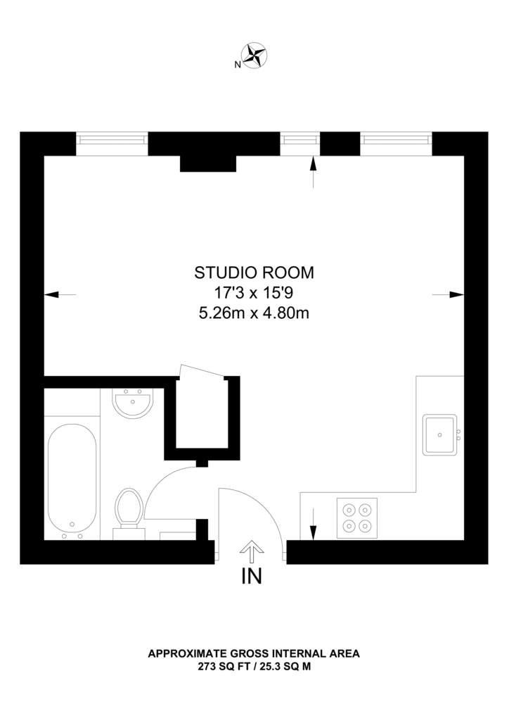 Studio flat to rent - floorplan