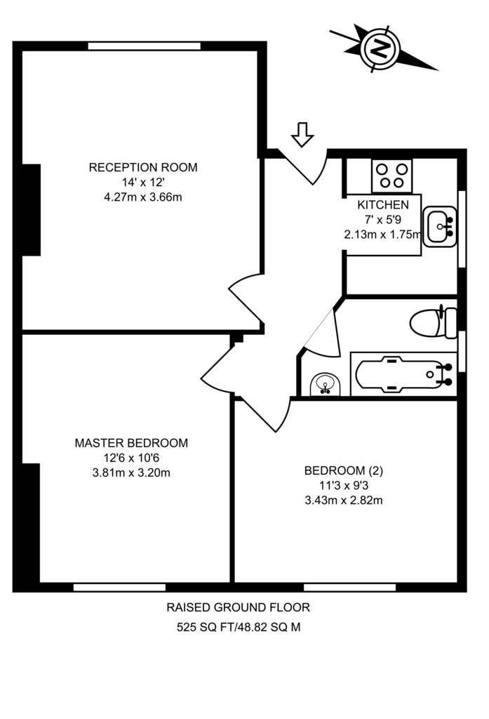 2 bedroom flat to rent - floorplan