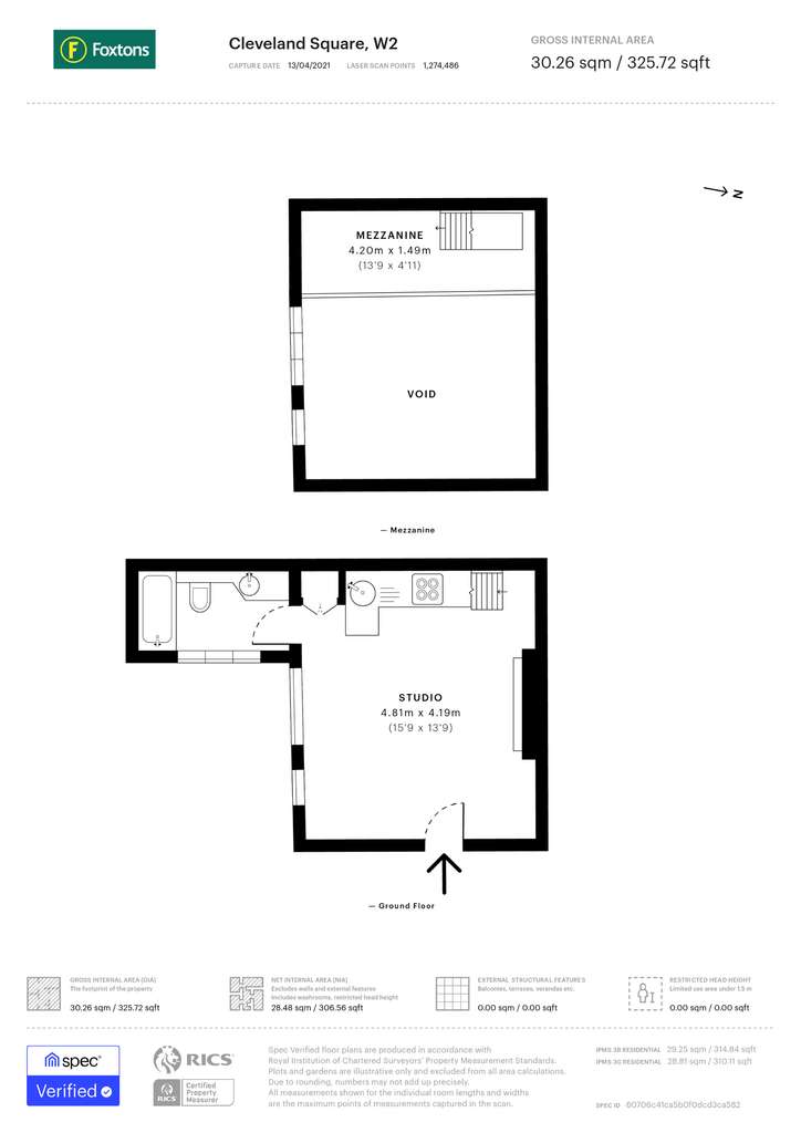 Studio flat to rent - floorplan