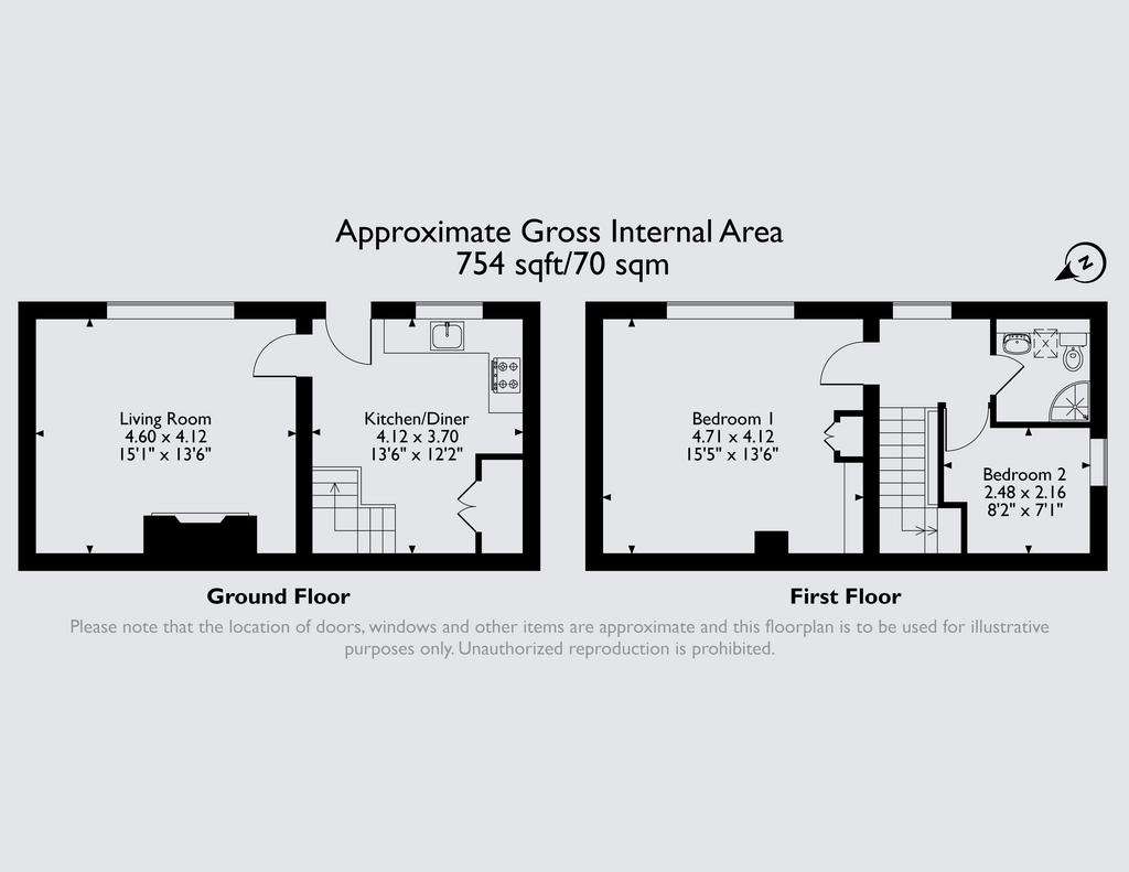 2 bedroom detached house for sale - floorplan