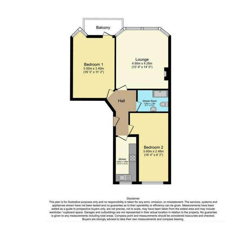 2 bedroom flat to rent - floorplan