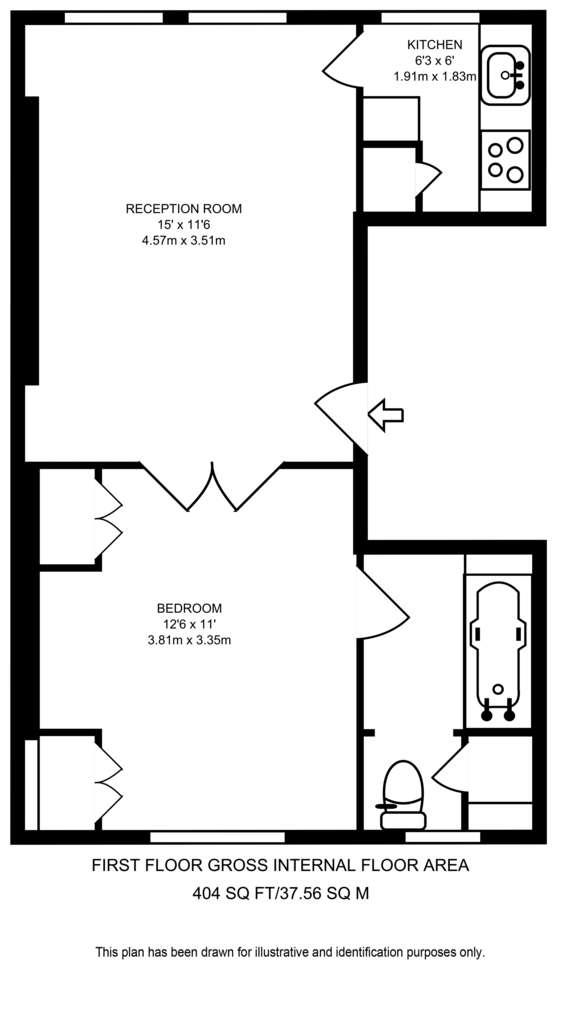 1 bedroom flat to rent - floorplan