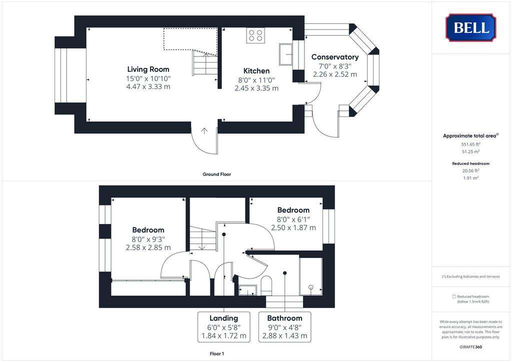 2 bedroom end of terrace house for sale - floorplan