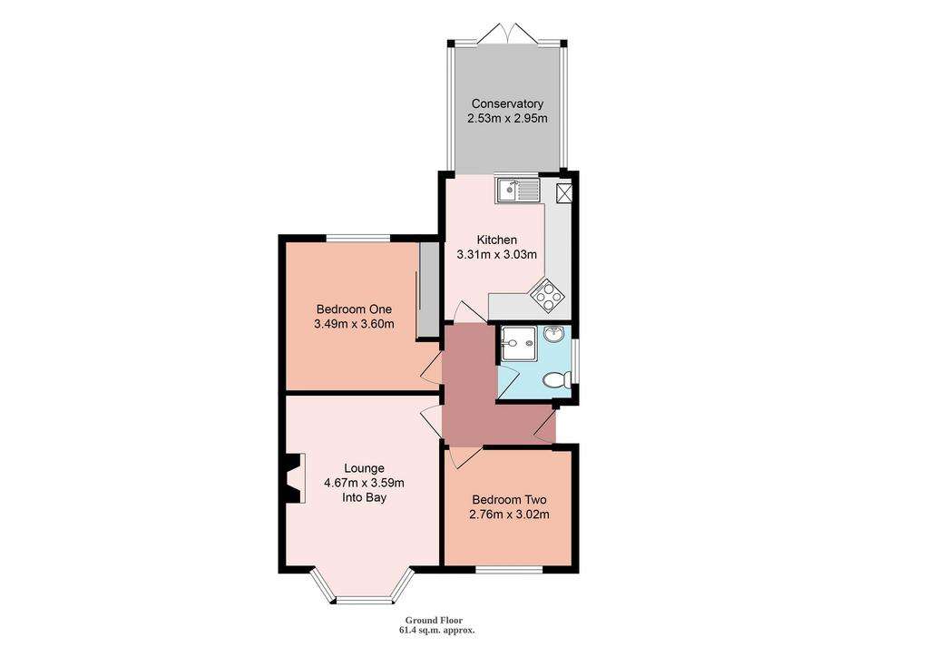 2 bedroom detached bungalow for sale - floorplan