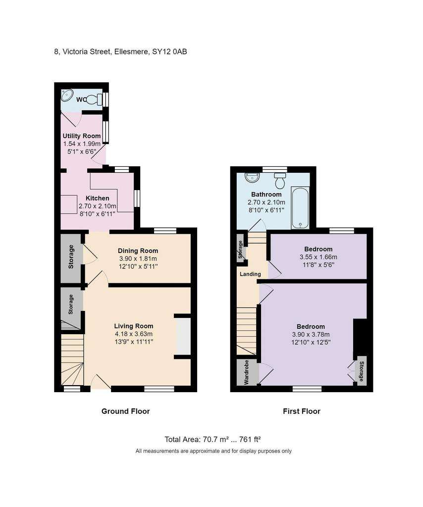 2 bedroom end of terrace house for sale - floorplan