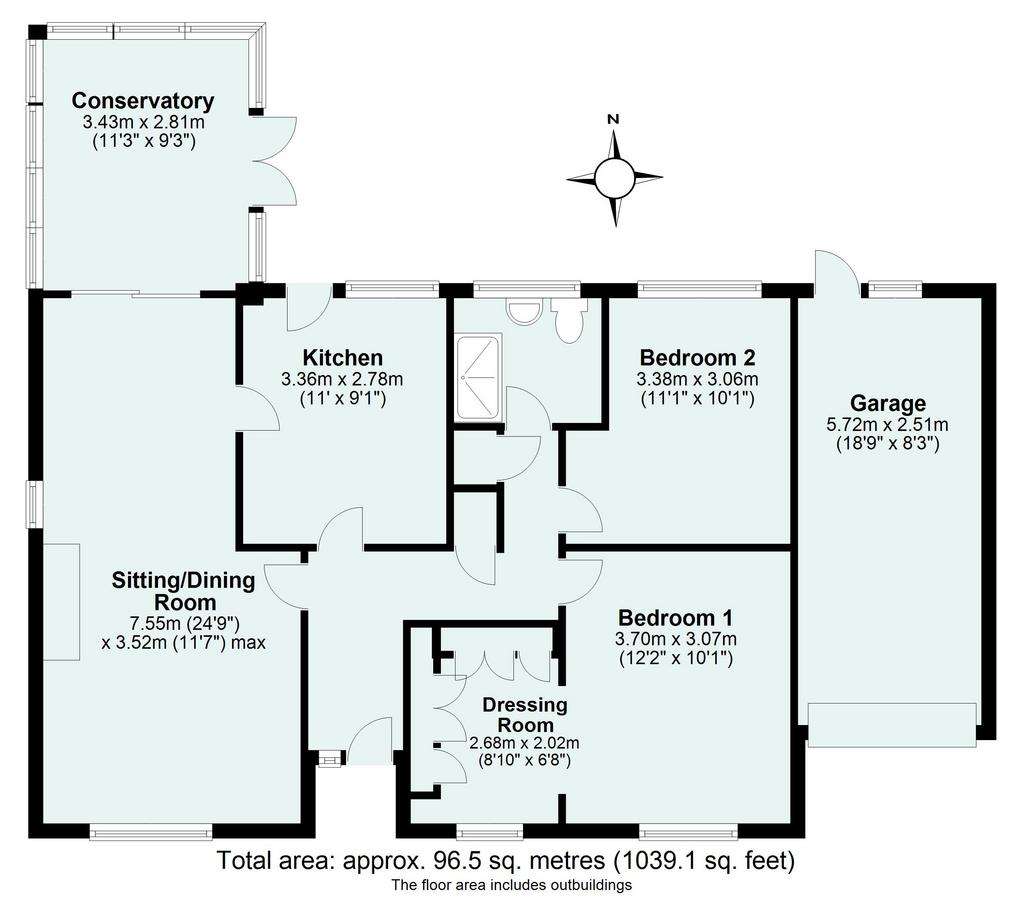 2 bedroom bungalow for sale - floorplan