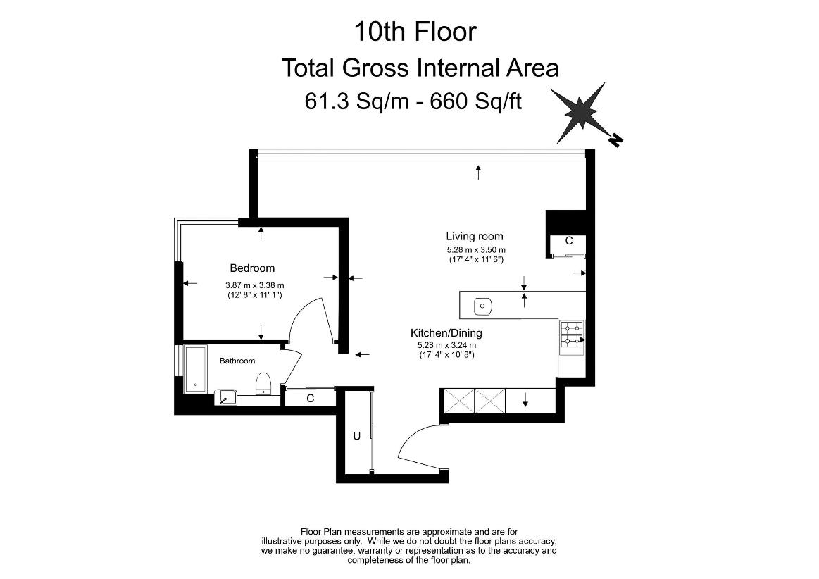 1 bedroom flat for sale - floorplan