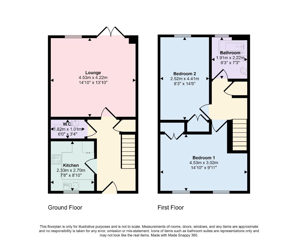 2 bedroom terraced house for sale - floorplan