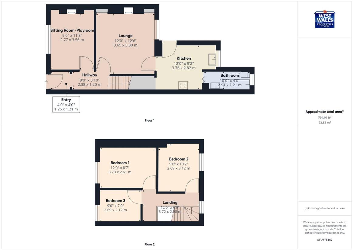 3 bedroom terraced house for sale - floorplan