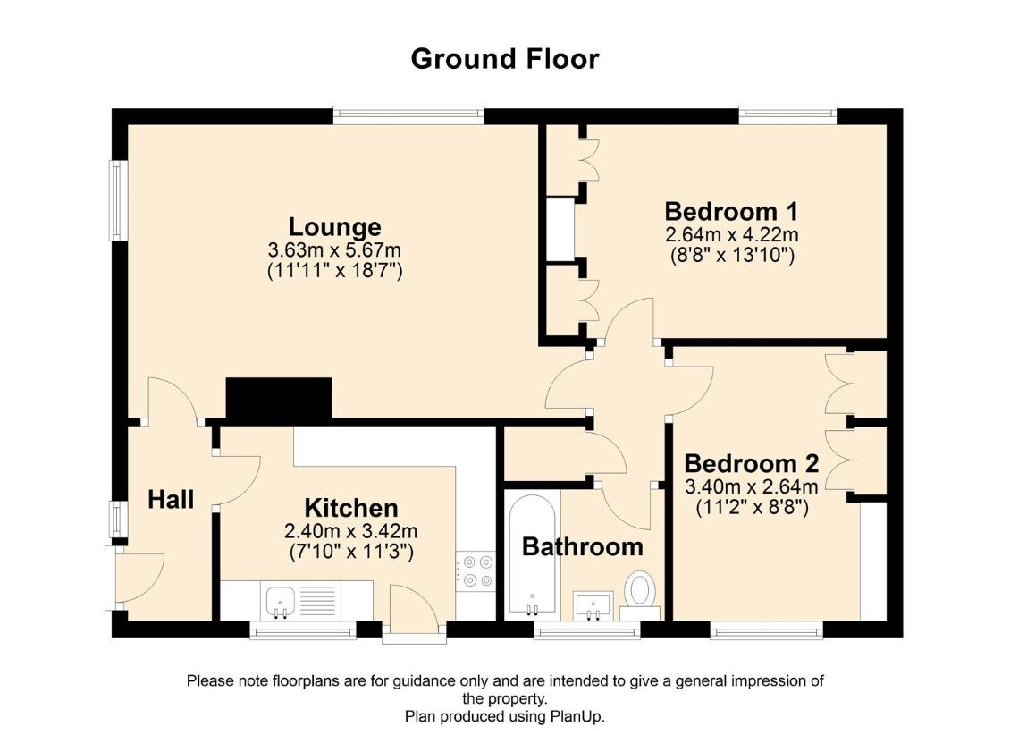 2 bedroom bungalow for sale - floorplan