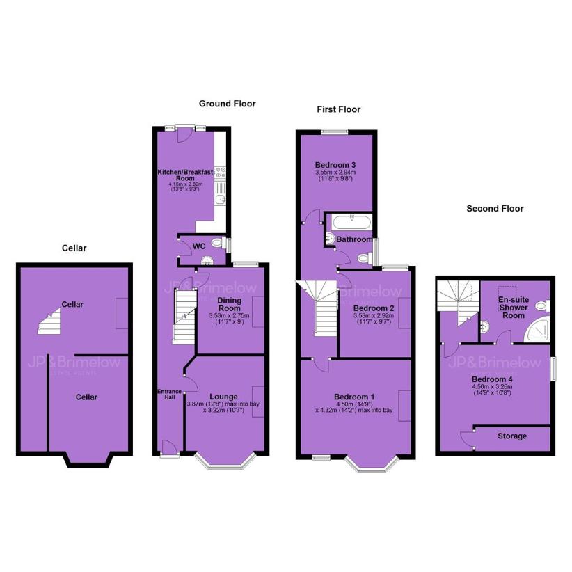 4 bedroom end of terrace house for sale - floorplan