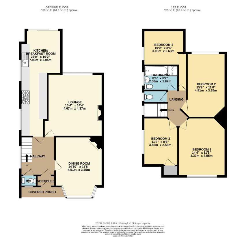 4 bedroom semi-detached house for sale - floorplan