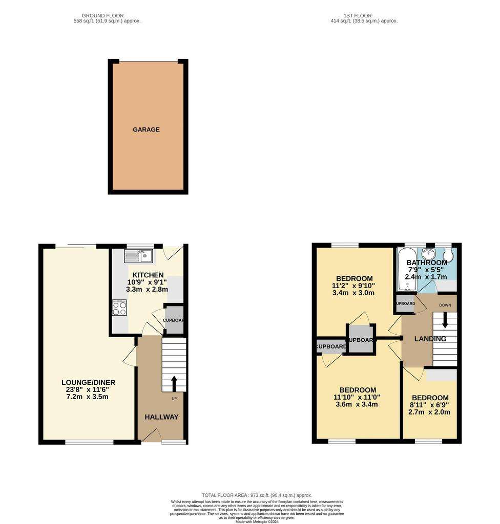 3 bedroom end of terrace house for sale - floorplan