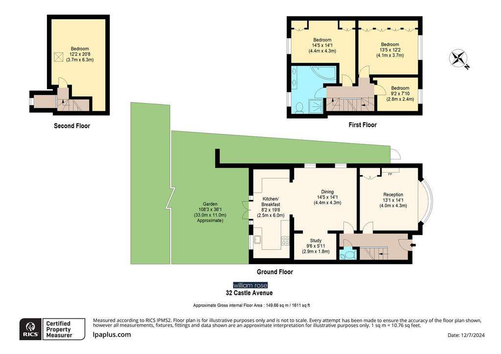 4 bedroom semi-detached house for sale - floorplan