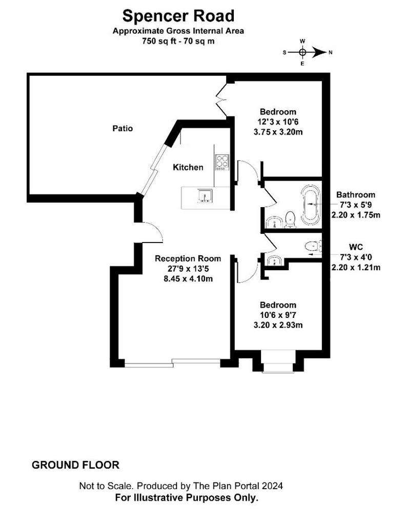 2 bedroom flat to rent - floorplan