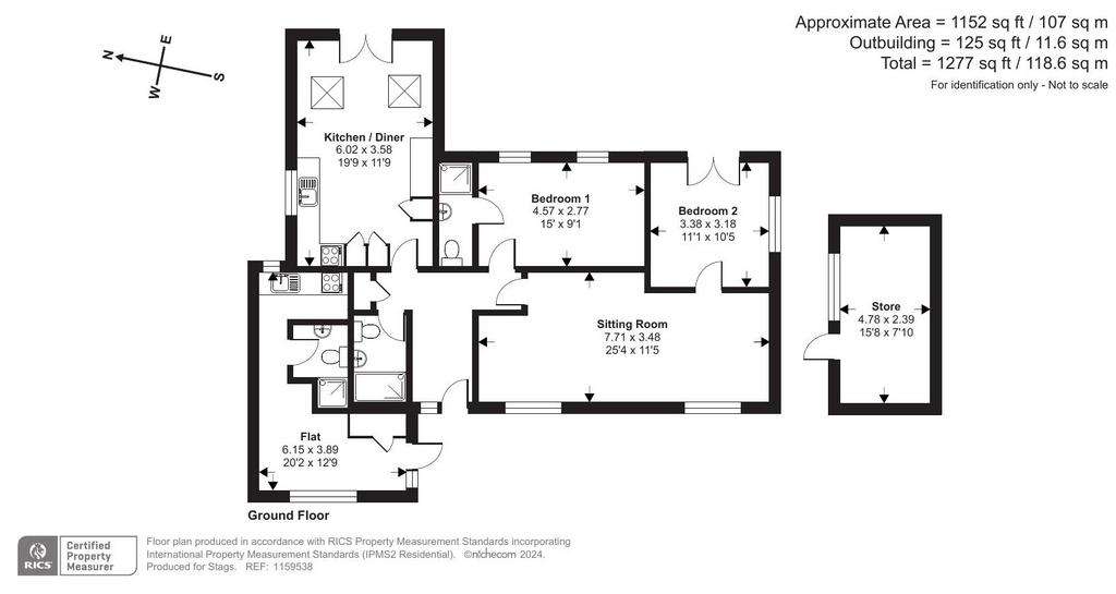 3 bedroom bungalow for sale - floorplan