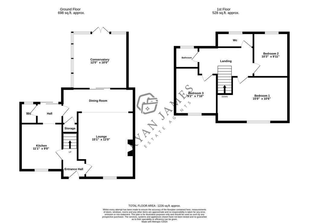 3 bedroom semi-detached house for sale - floorplan