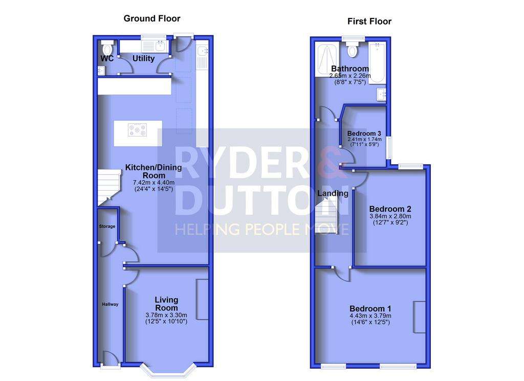 3 bedroom terraced house for sale - floorplan