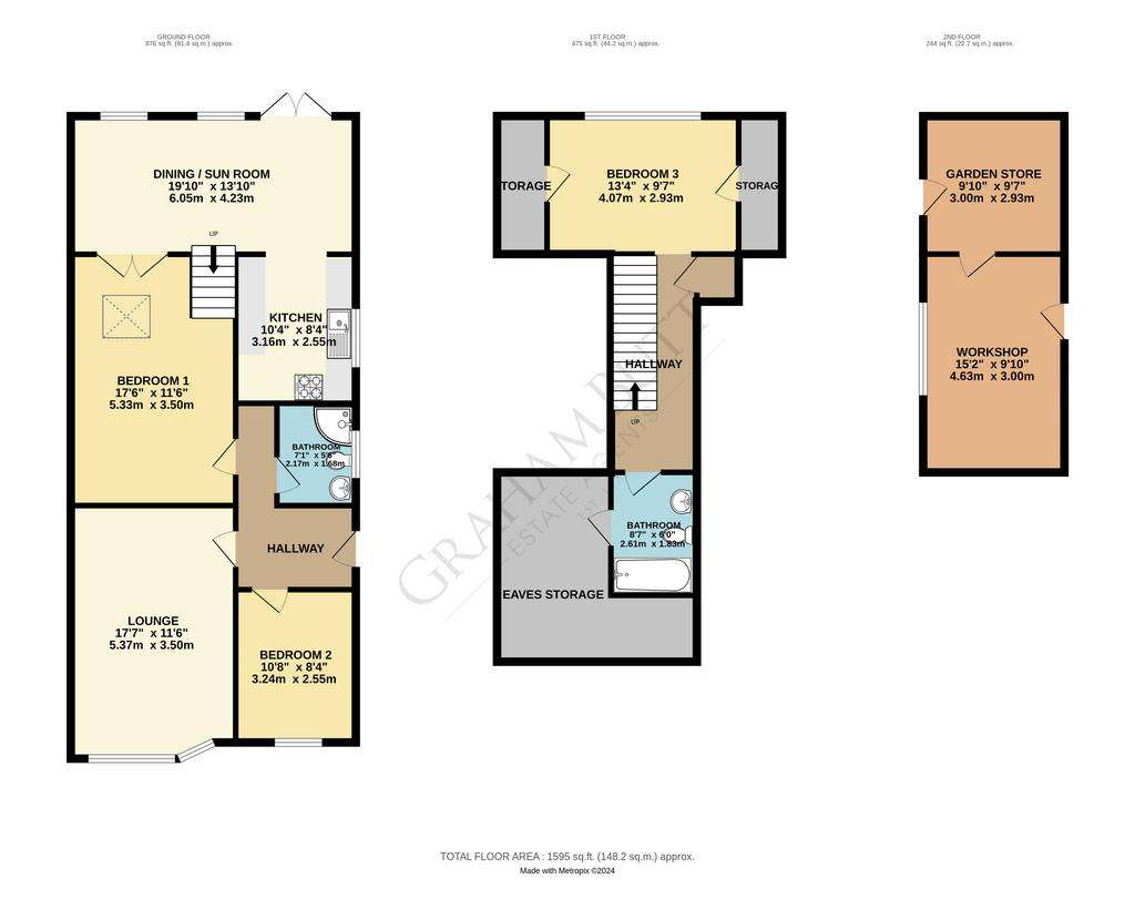 3 bedroom bungalow for sale - floorplan