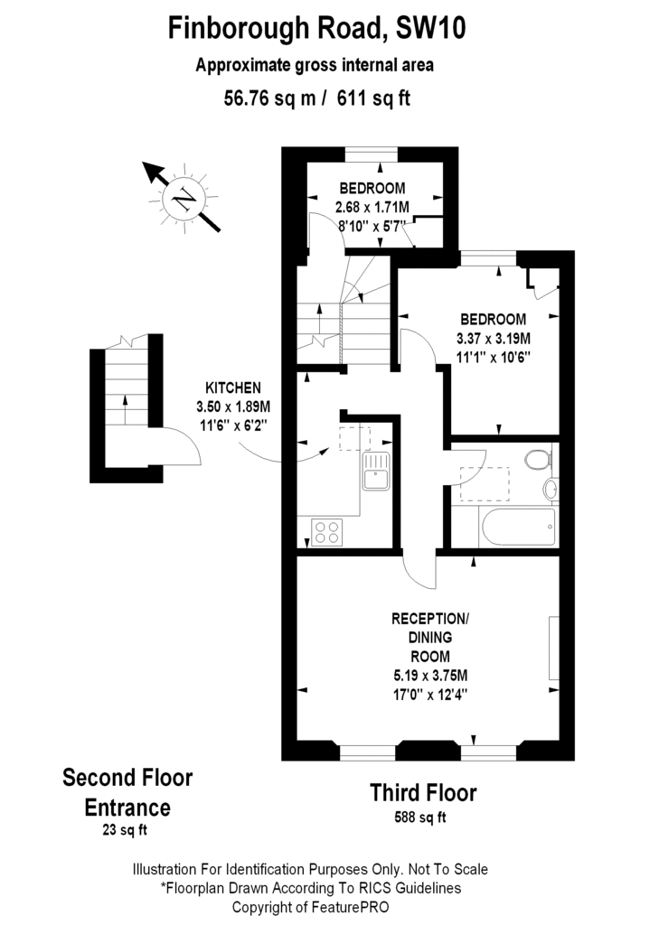 2 bedroom flat to rent - floorplan