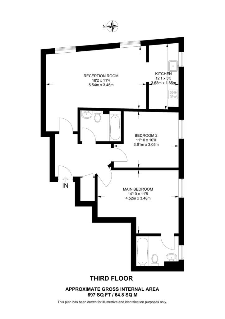 2 bedroom flat to rent - floorplan