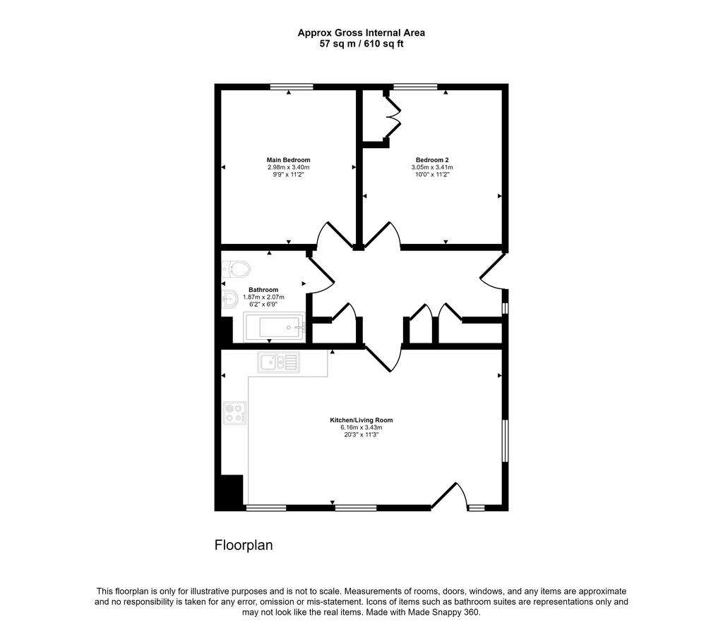 2 bedroom flat for sale - floorplan