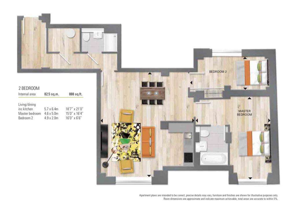 2 bedroom flat to rent - floorplan