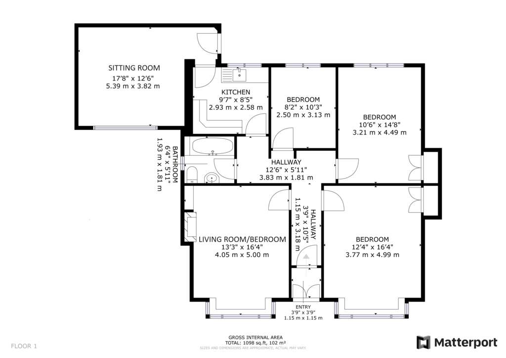 3 bedroom bungalow for sale - floorplan