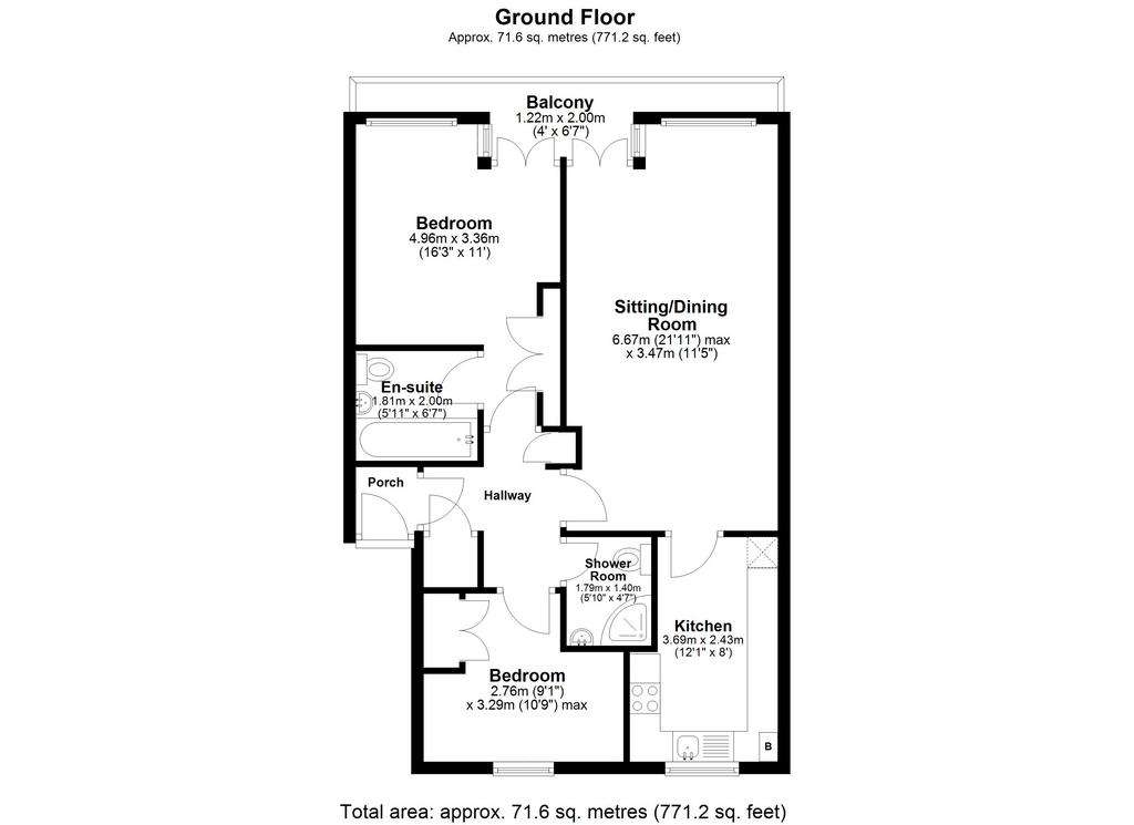 2 bedroom flat for sale - floorplan